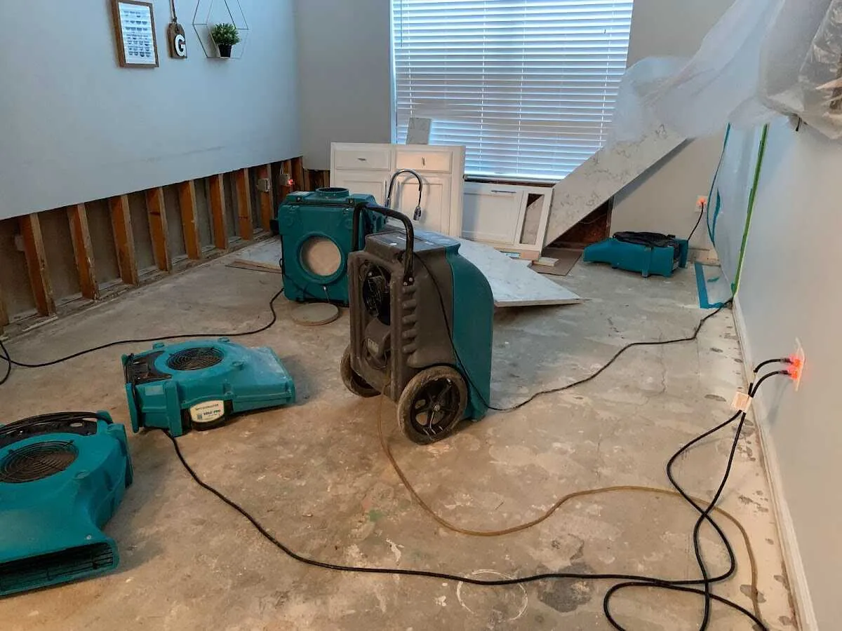 Dehumidifier in flood-cut room for Water Damage Restoration in Millbrae